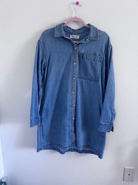 ✨ Madewell Denim Button-Front Mini Shirt Dress Blue ✨ Size S